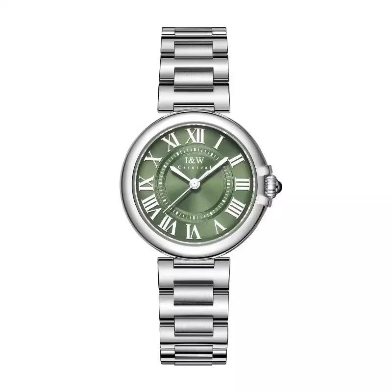 CARNIVAL Women’s Quartz Watch – Luxury Sapphire, Stainless Steel, Waterproof Fashion Wristwatch, Relogio Feminino