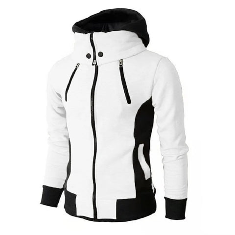 Men's Hooded Fleece Bomber Jacket – Autumn Winter Zip Coat, Scarf Collar, Slim Fit