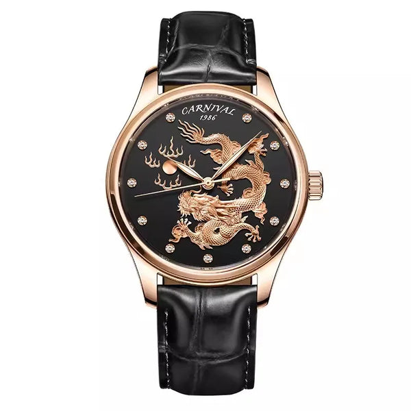 CARNIVAL Men’s Automatic Watch – NH36 Movement, Waterproof Mechanical Dress Wristwatch, Luxury Gold Dragon