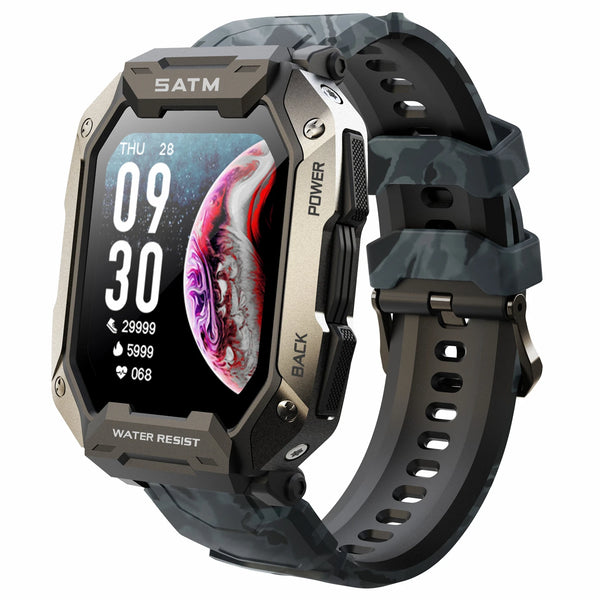 C20 Military Smart Watch Men Carbon Black Ultra Army Outdoor IP68 Waterproof Heart Rate Blood Oxygen Monitor Smartwatch 2023