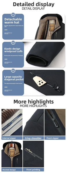 Men's Luxury Camel Fleece Parka Jacket – Top-Grade 5-Layer Tech Windbreaker Coat, Heavy Plush Lining Winter Outerwear