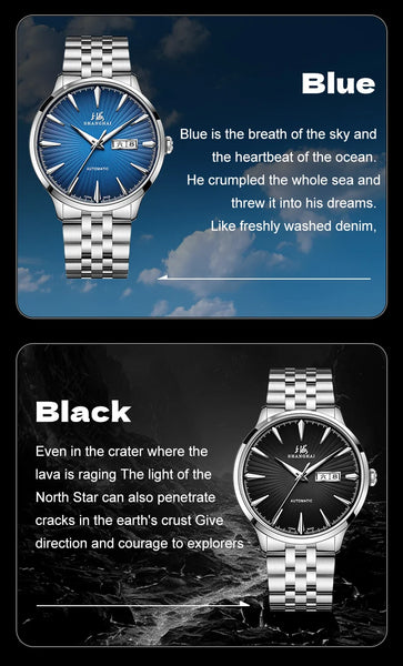 Shanghai Men's Luxury Automatic Watch – Sapphire, Double Calendar, Waterproof