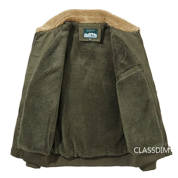 Men’s Winter Bomber Jacket – Fleece-Lined, Warm Cotton Parka, Casual Down Coat, Size 5XL