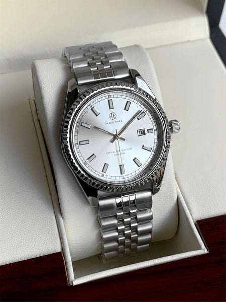 PABLO RAEZ Men's Luxury Silver Watch – SUS304 Steel, Luminous, Waterproof