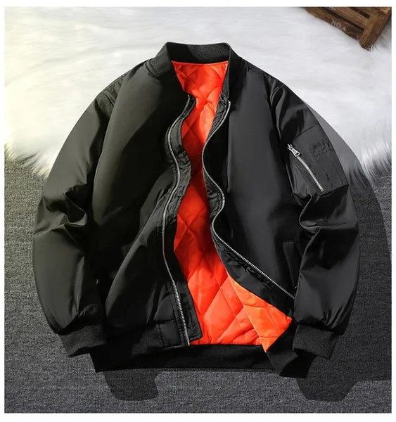 Men’s MA-1 Bomber Jacket – Retro Oversized Baseball Coat, Functional Short Jacket, American Brand Style