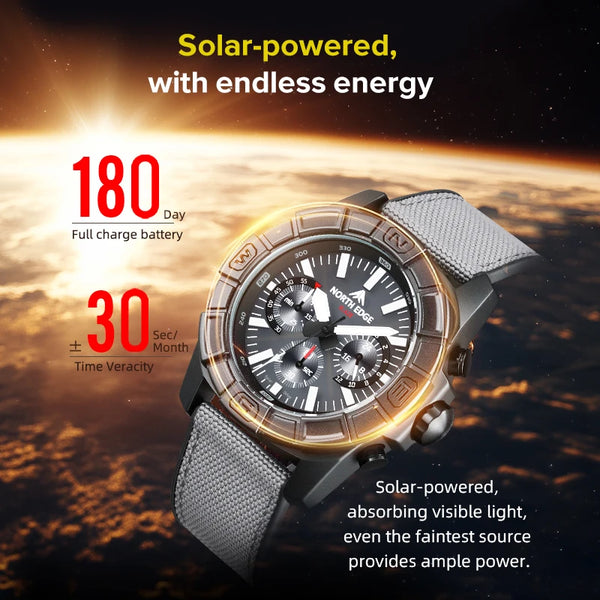 North Edge Blaze 2025 Solar Sports Watch – Waterproof, Night-Ready, Adventure-Driven