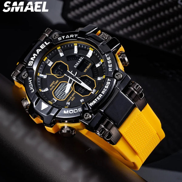 SMAEL Colorful Alloy Watch Men's Outdoor Sports Waterproof Multi functional Electronic Watch  8027