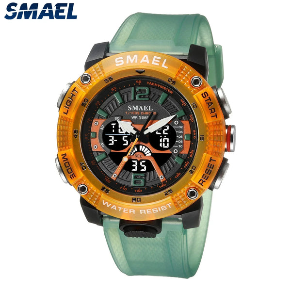 SMAEL Waterproof  Male Digital LED Display Quartz Analog Stopwatch Fashion Men Watch Sport Watches 8058