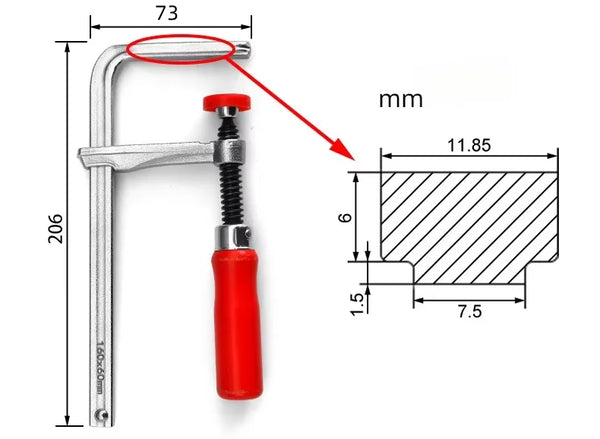Allsome 120-300mm Wood Handle Guide Rail Clamps with Screw Action Arm  for Woodworking MFT Table and Cutting Track
