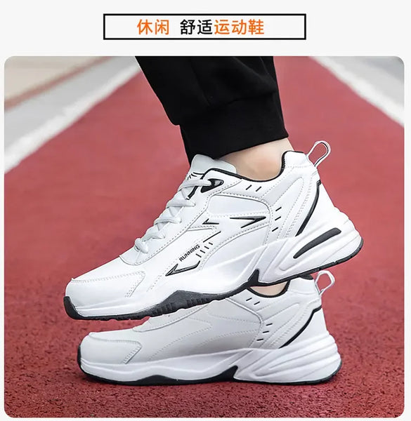 2024 Men's Clunky Sneakers – Thick Sole, Mesh Lace-Up, Breathable Casual Sports Shoes, Soft Platform Trend Footwear