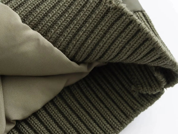 Women's Oversized Army Green Bomber Jacket – Streetwear Patchwork Style with Zipper Pockets, 2025 Fall/Winter Fashion