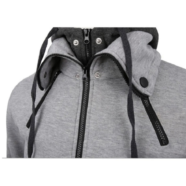 Men's Hooded Fleece Bomber Jacket – Autumn Winter Zip Coat, Scarf Collar, Slim Fit