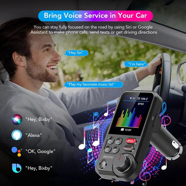 1.8 Inch Music Player Treble Bass Sound Bluetooth-Compatible Car Wireless USB Fast Charger AUX Auto Aux Radio Hands Free Car Kit