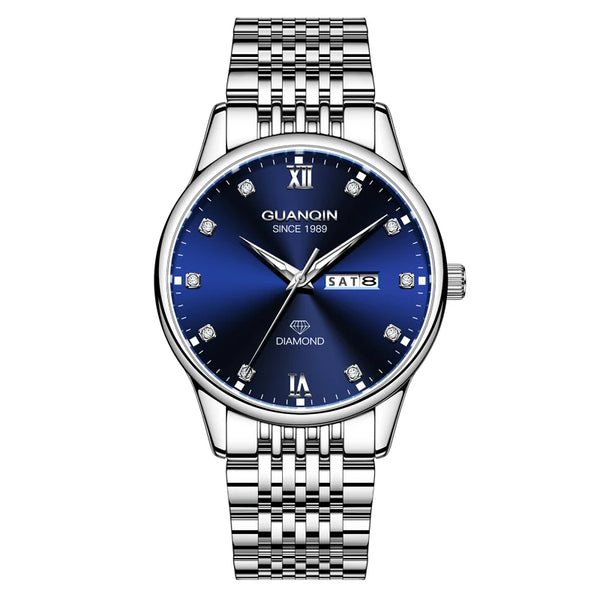 GUANQIN Men's Luxury Quartz Watch – Dual-Language Date, Waterproof, Luminous