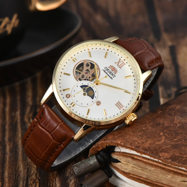 Orient Sport Automatic Watch – World Time, Full Function, Leather Strap, Unisex Mechanical Timepiece