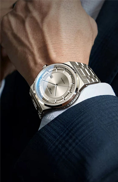 Carnival Men’s Luxury Watch – Automatic Mechanical, Waterproof, Rose Gold/Silver, Calendar