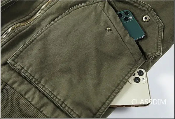 Men’s Winter Bomber Jacket – Fleece-Lined, Warm Cotton Parka, Casual Down Coat, Size 5XL