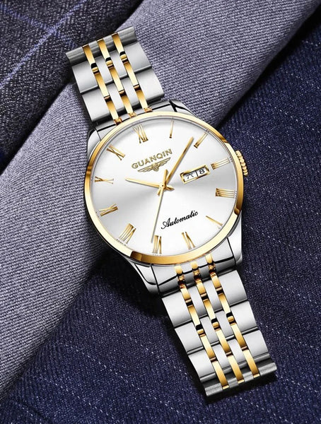 GUANQIN Men's Luxury Automatic Watch – Stainless Steel, Date, Week, Waterproof