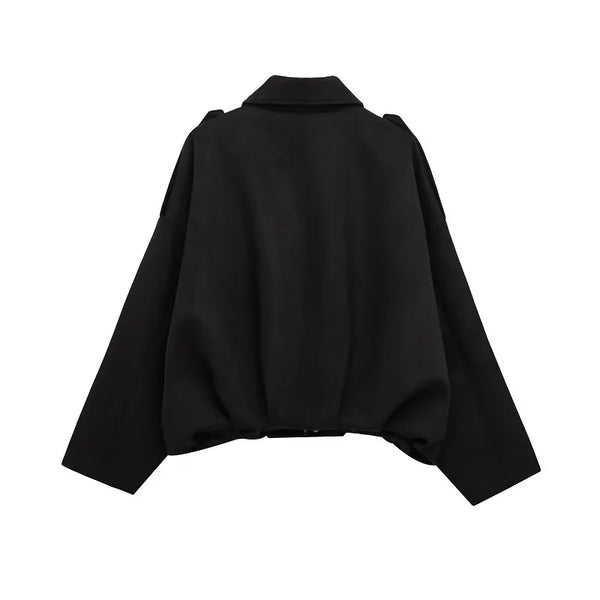 Women's 2025 Oversized Suede Bomber Jacket – Padded Varsity Zip-Up Streetwear Coat