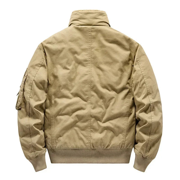 Men’s Winter Aviator Bomber Jacket – Thick Flannel Workwear Parka, Casual Loose Fit, Warm Outerwear