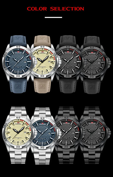 VA VA VOOM Men's Sport Quartz Watch – Military Style, Calendar, Waterproof, Leather