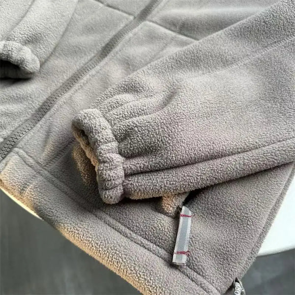 Norway Men’s Winter Fleece Jacket Coat – Thick Warm Casual Zip-Up, Stand Collar, Ameika Style