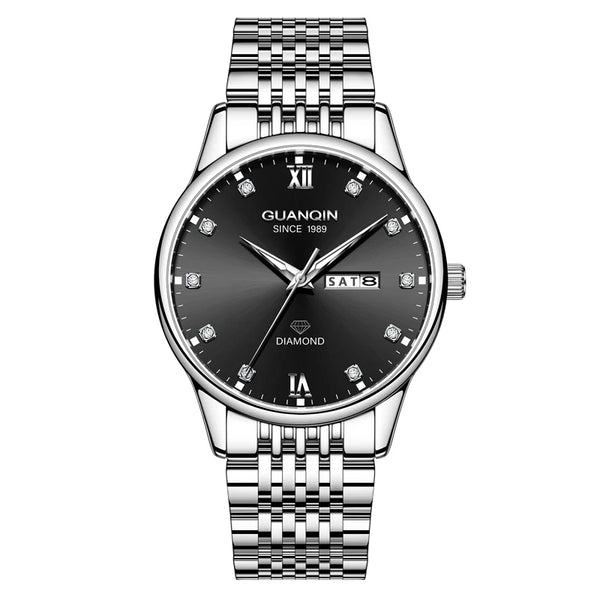 GUANQIN Men's Luxury Quartz Watch – Dual-Language Date, Waterproof, Luminous