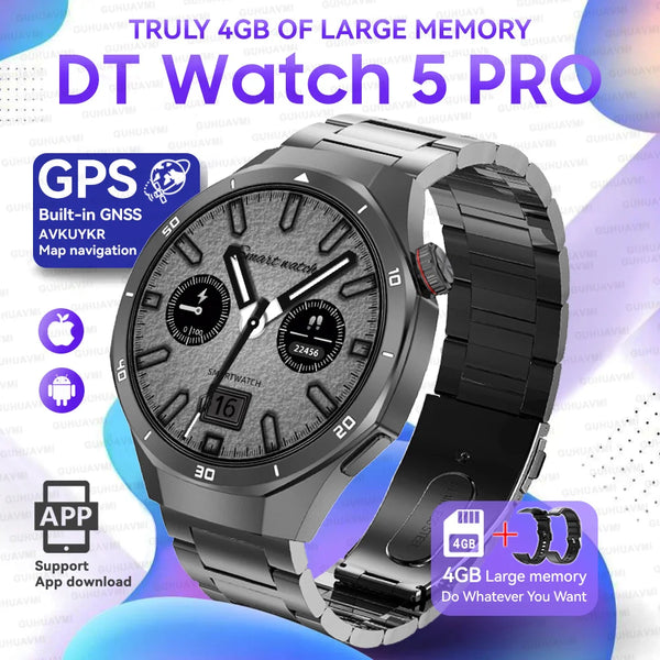 2025 For Android iOS Watch DT5pro Smart Watch 4GB Big Memory GPS Navigation MP3/MP4 Player APP Download Sports trackr Smartwatch