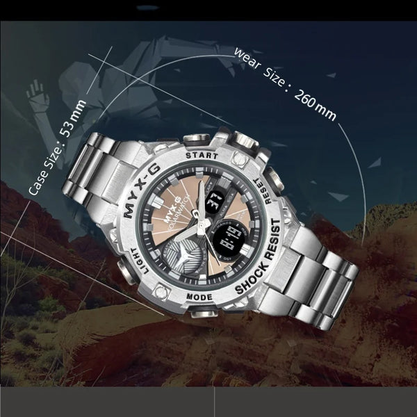 Men’s Eco Drive Watch – Solar + Motion Power, Windmill Dial
This solar-powered men's watch combines kinetic energy, alarm and timer functions, and a unique rotating windmill design—all housed in a durable all-steel body