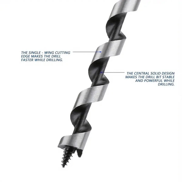 Extra Long Auger Drill Bit Set – Brad Point, Hex Shank, Deep Hole Woodworking Tools
