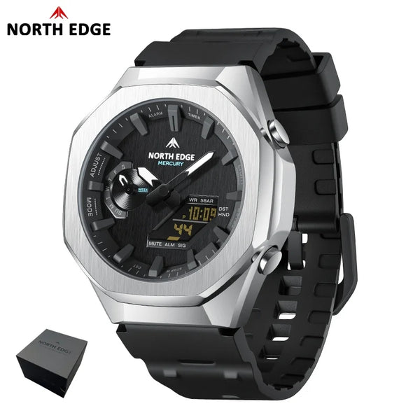 NORTH EDGE MERCURY Sports Watch – Digital Quartz, Stopwatch, World Time, 50M Waterproof