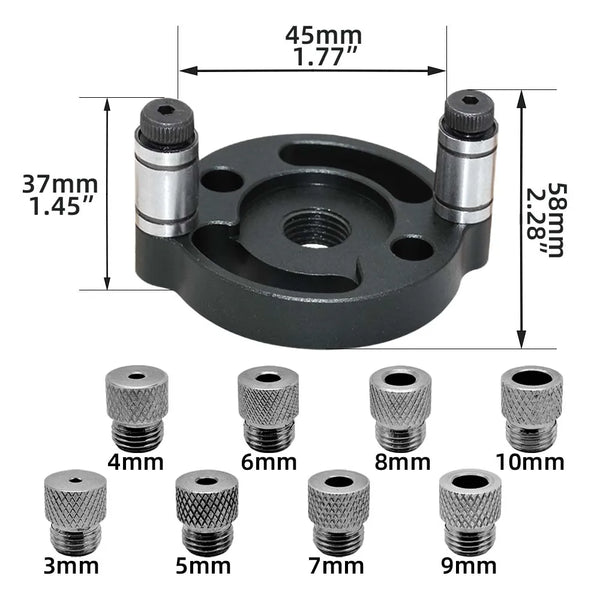 3-10mm Dowel Jig Kit - Self Centering Drill Guide Locator with 8 Steel Bushing -Woodworking Aluminum Alloy Hole Puncher