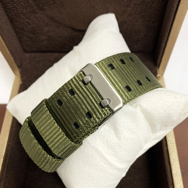 Men’s Military Watch – Double Calendar, Luminous, Camouflage Strap, Army Green, Black/Blue, Quartz