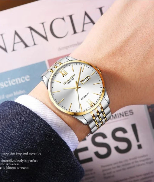 GUANQIN Men's Luxury Automatic Watch – Stainless Steel, Date, Week, Waterproof