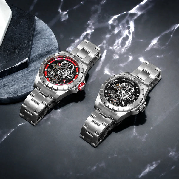 Boderry Windmill Men's Skeleton Watch – Automatic Mechanical Waterproof Sports Wristwatch, Stylish Fashion Timepiece