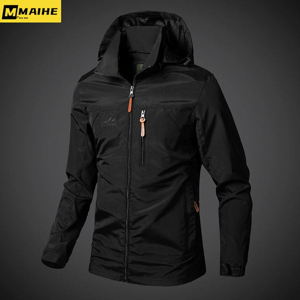 Men's Waterproof Military Windbreaker Jacket – Hooded Combat Bomber Coat for Autumn Outdoor Hiking & Biking