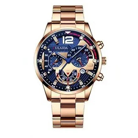 Men's High-End Quartz Watch – Steel Band, Luminous, Calendar, Gift-Ready