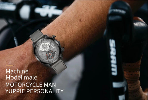 OCHSTIN Men’s Quartz Watch – Waterproof, Leather-Covered Rubber Strap, Classic Casual Wristwatch