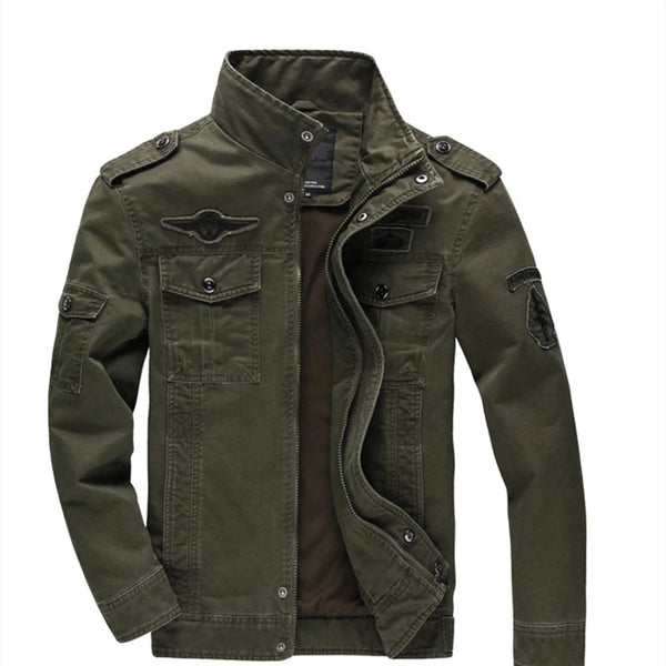 GKKS Men's Military Bomber Jacket – 2023 Autumn Casual Cotton Workwear, Loose Fit