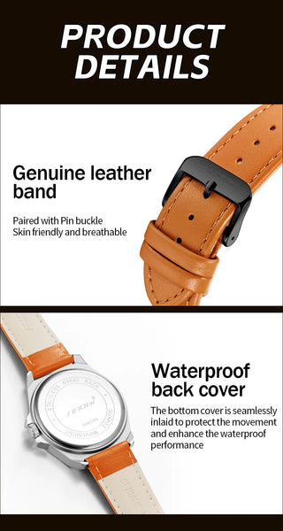 SINOBI Men’s Quartz Watch – Fashion Leather Strap, Waterproof, Top Brand Gift Wristwatch