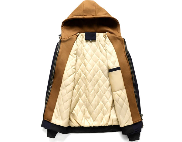 Men's Warm Bomber Jacket – Autumn Winter Hooded Windbreaker, Hiking Parka, Thermal Zip