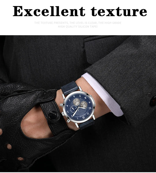 OCHSTIN Commander Men’s Watch – Quartz Movement, Magnetic Buckle, Waterproof, Leather-Rubber Strap