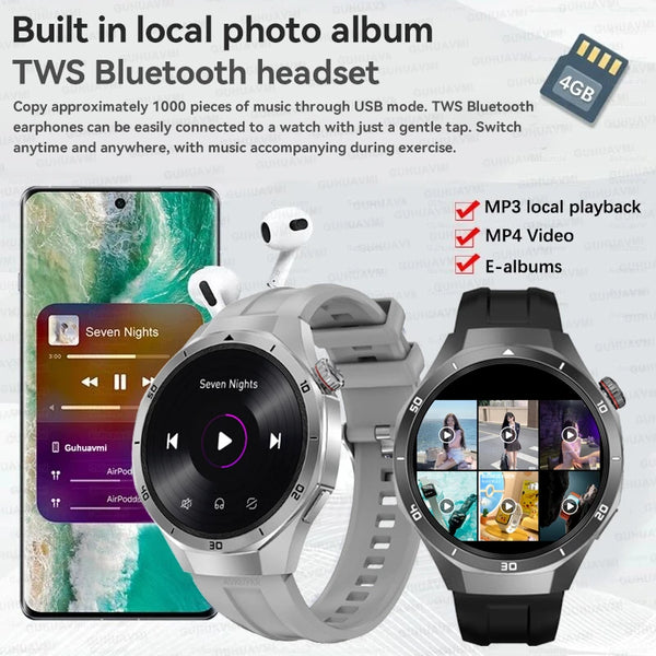 2025 For Android iOS Watch DT5pro Smart Watch 4GB Big Memory GPS Navigation MP3/MP4 Player APP Download Sports trackr Smartwatch