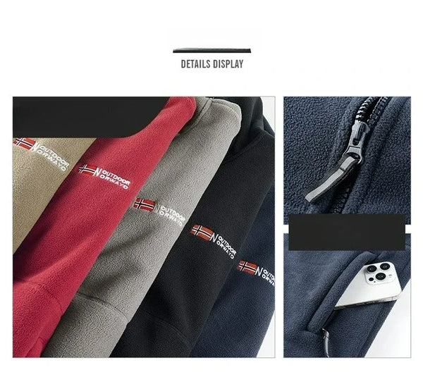 Men's Norwegian Fleece Hooded Jacket – Thick Plus Size Autumn/Winter Outdoor Coat, Warm Couple Fleece Outerwear