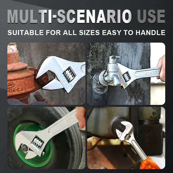 Heavy-Duty Adjustable Wrench – Large Opening, Long Handle, CR-V Steel