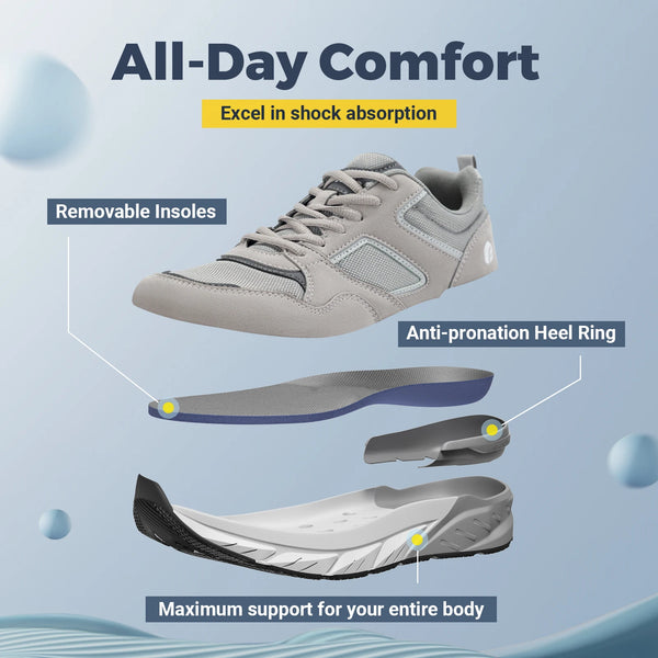 FitVille Men's Running Shoes – 4E Wide Width, Arch Support, Heel Pain Relief, Flat Feet, Plantar Fasciitis Sneakers