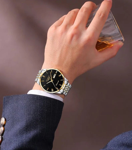 GUANQIN Men's Luxury Automatic Watch – Stainless Steel, Date, Week, Waterproof