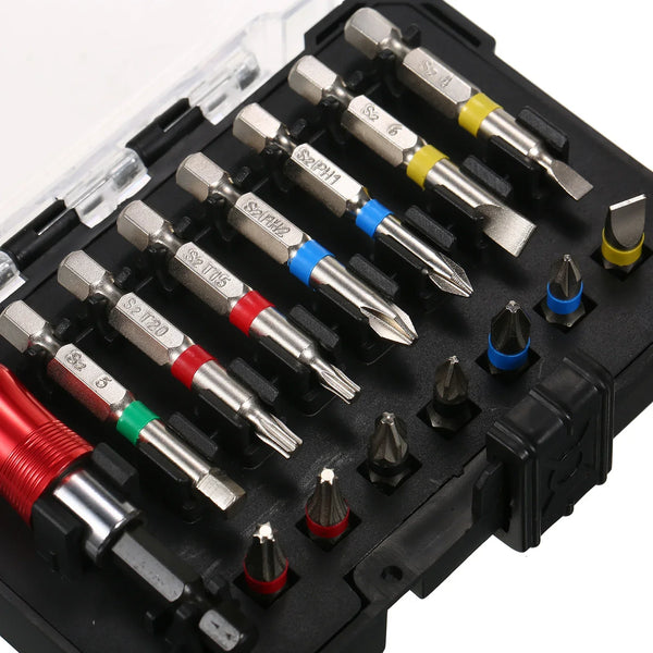 The 15PCS Drill & Screwdriver Bit Set is a compact, versatile kit designed for power tools, ideal for drilling into wood, metal, steel, and handling security screws. It’s perfect for DIY tasks, furniture assembly, and gener