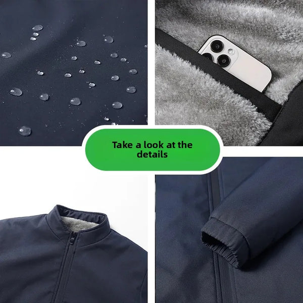 Thickened Fleece Jacket for Men – Ideal for Middle-Aged & Elderly Comfort
