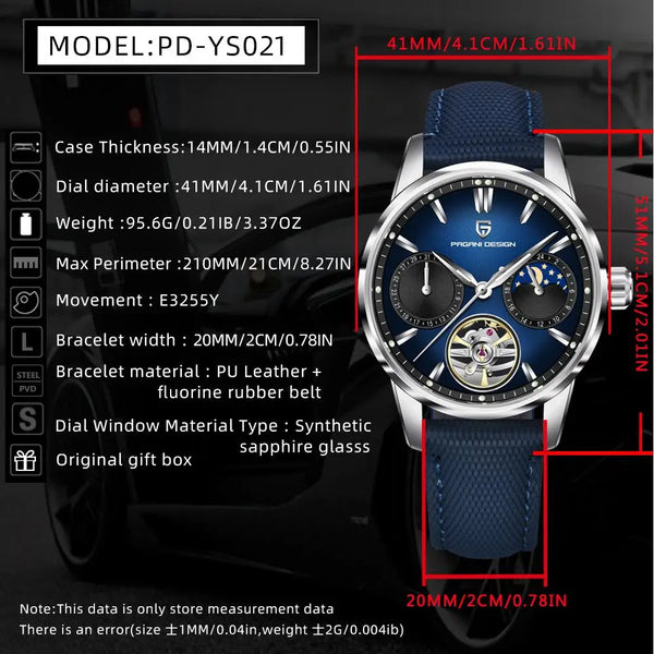 2025 Pagani Design Men's Luxury Automatic Watch – 41MM Stainless Steel Mechanical Timepiece, 100M Waterproof
